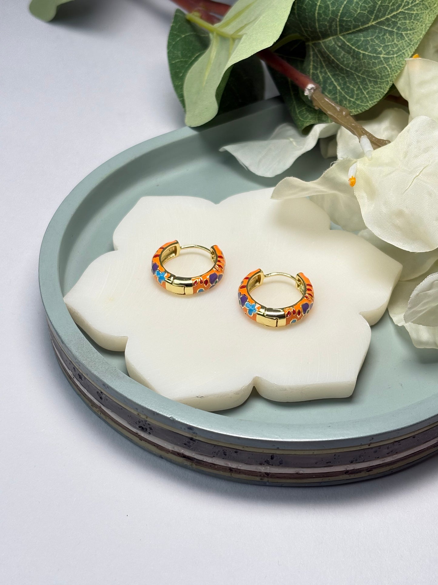 Enamel Mini Hoops - Palash