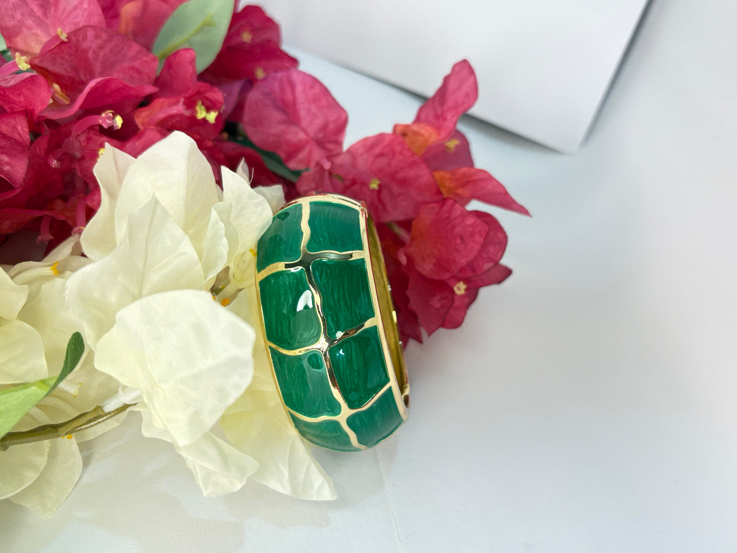 Emerald Mosaic Enamel Bangle