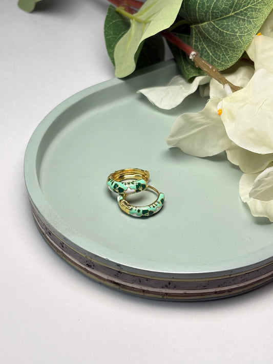 Enamel Mini Hoops - Haseena Mint
