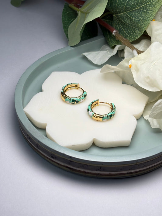 Enamel Mini Hoops - Haseena Mint