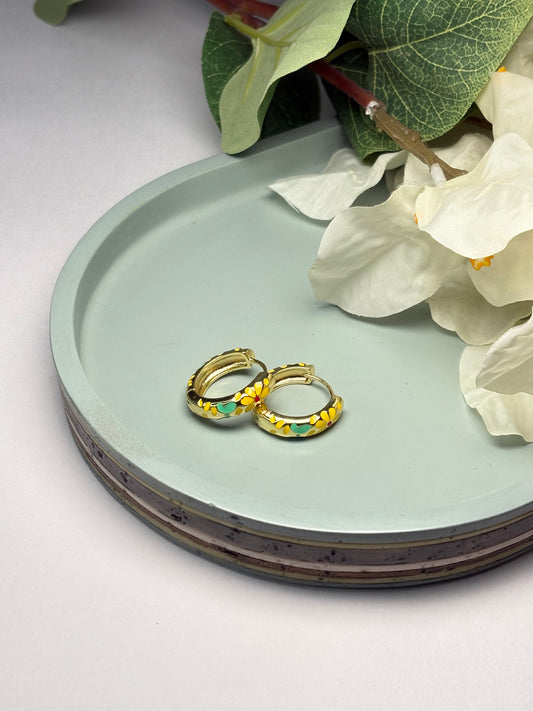 Enamel Mini Hoops - Marigold