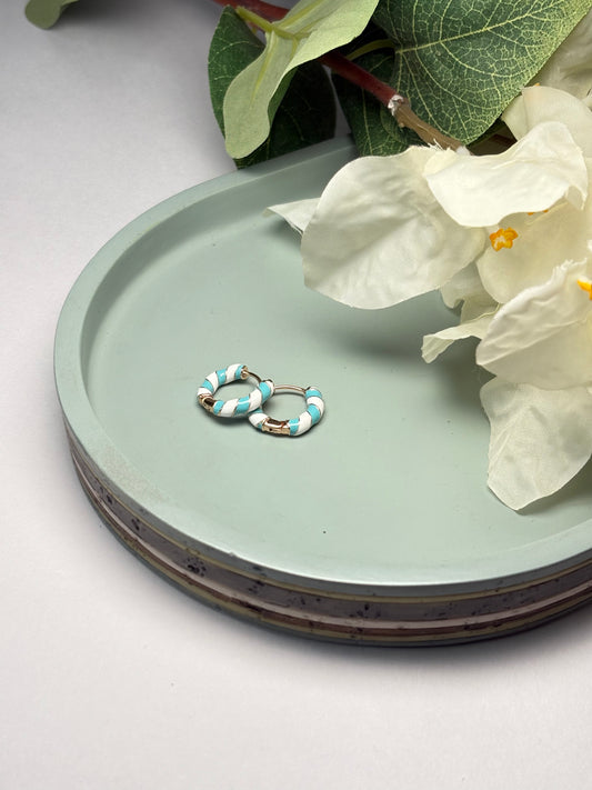 Enamel Mini Hoops -  Aqua Noor