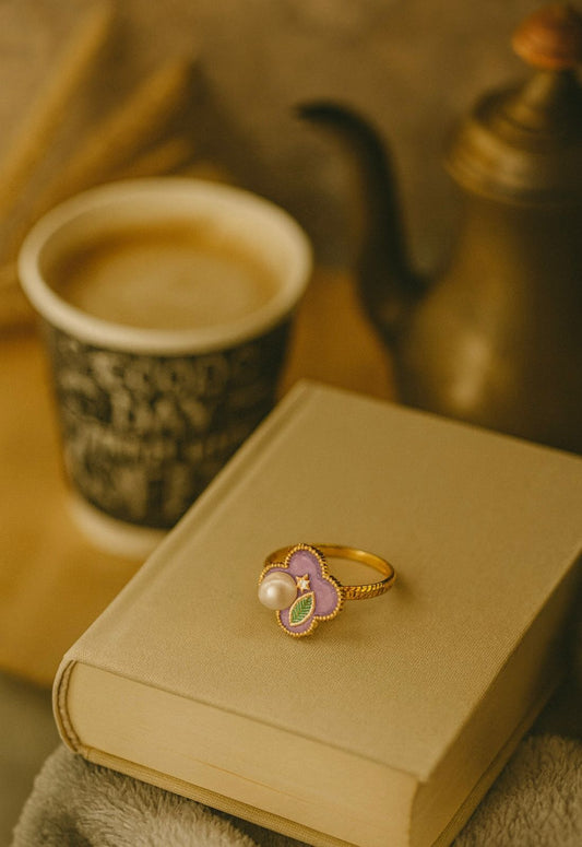 Lavender Bloom Anti-Tarnish Pearl Ring